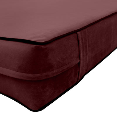 Model V2 Twin-XL Velvet Contrast Pipe Indoor Daybed Mattress Pillow Complete Set AD368