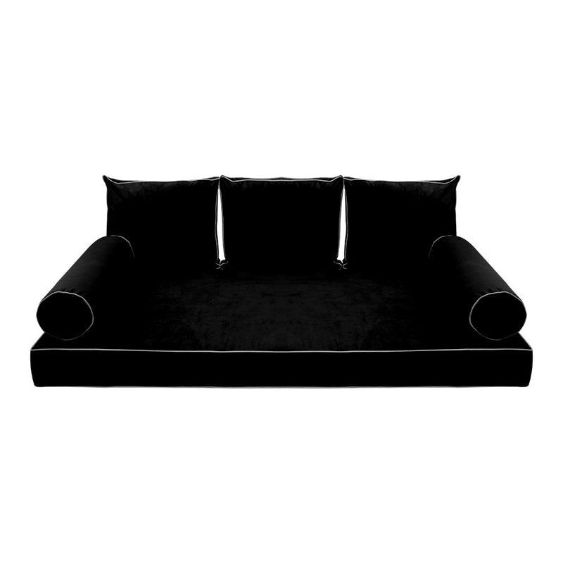 Model V3 Twin Velvet Contrast Pipe Indoor Daybed Mattress Pillow Complete Se AD374