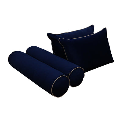 Model V4 Twin-XL Velvet Contrast Pipe Indoor Daybed Mattress Pillow Complete Set AD373