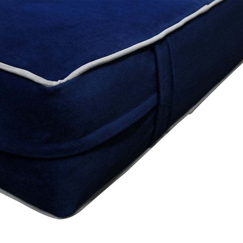 Model V4 Twin-XL Velvet Contrast Pipe Indoor Daybed Mattress Pillow Complete Set AD373