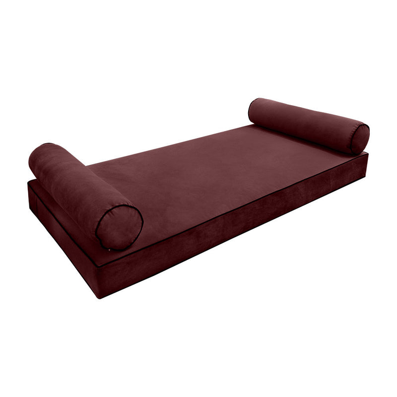 Model V5 Twin Velvet Contrast Indoor Daybed Mattress Pillow Complete Set AD368