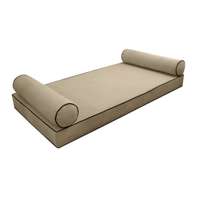 Model V5 Twin-XL Velvet Contrast Indoor Daybed Mattress Pillow Complete Set AD304