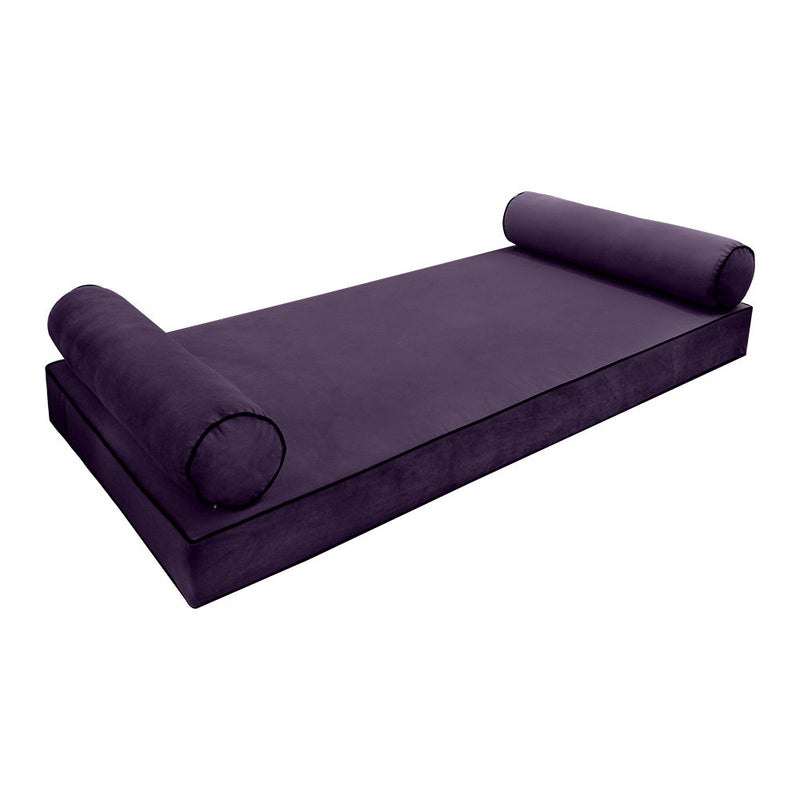 Model V5 Twin-XL Velvet Contrast Indoor Daybed Mattress Pillow Complete Set AD339