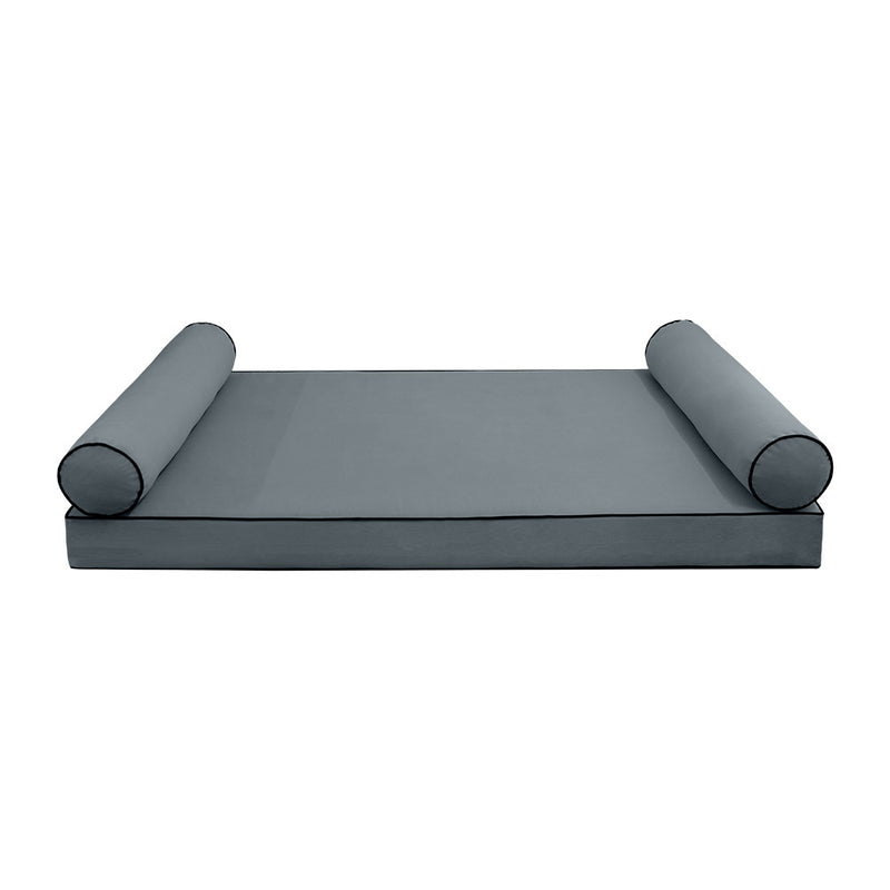 Model V5 Twin-XL Velvet Contrast Indoor Daybed Mattress Pillow Complete Set AD347