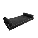 Model V5 Twin-XL Velvet Contrast Indoor Daybed Mattress Pillow Complete Set AD350