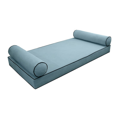 Model V5 Twin-XL Velvet Contrast Indoor Daybed Mattress Pillow Complete Set AD355