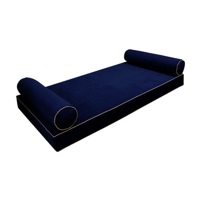 Model V5 Twin-XL Velvet Contrast Indoor Daybed Mattress Pillow Complete Set AD373