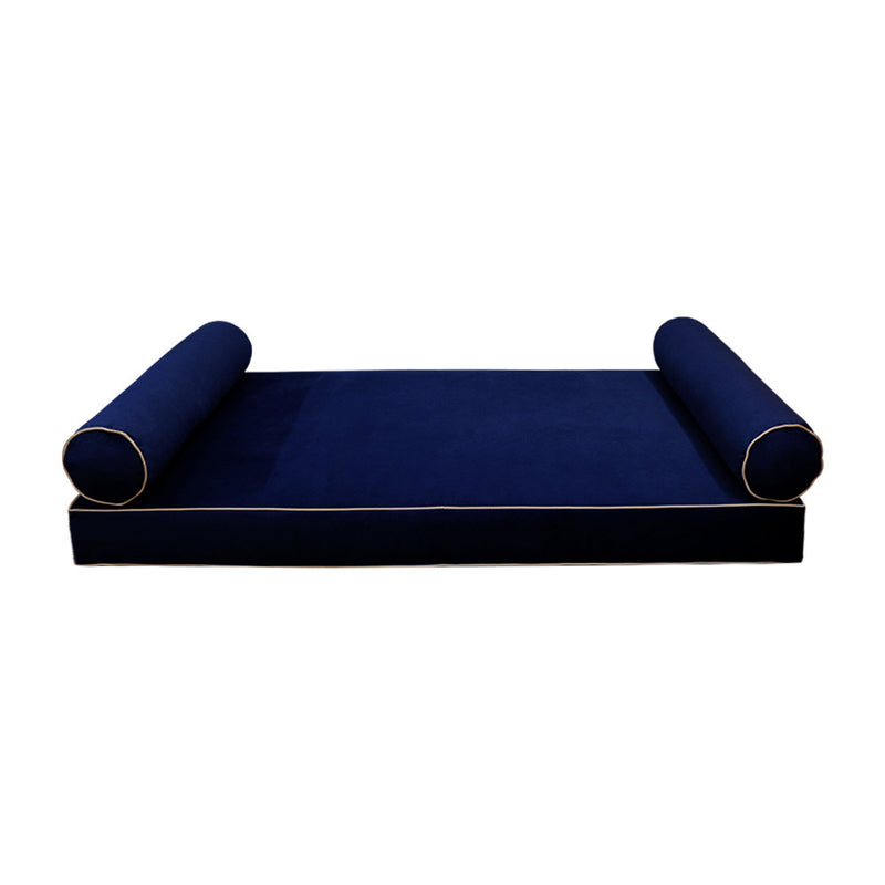 Model V5 Twin-XL Velvet Contrast Indoor Daybed Mattress Pillow Complete Set AD373