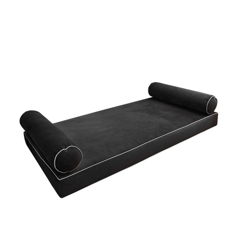 Model V5 Full Velvet Contrast Pipe Indoor Daybed Mattress Pillow Complete Set AD350