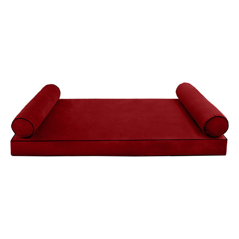 Model V5 Full Velvet Contrast Pipe Indoor Daybed Mattress Pillow Complete Set AD369