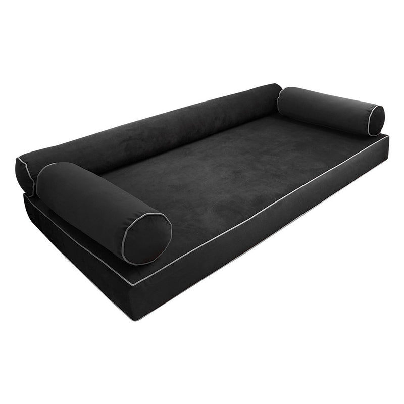 Model V6 Twin Velvet Contrast Pipe Indoor Daybed Mattress Pillow Complete Set AD350