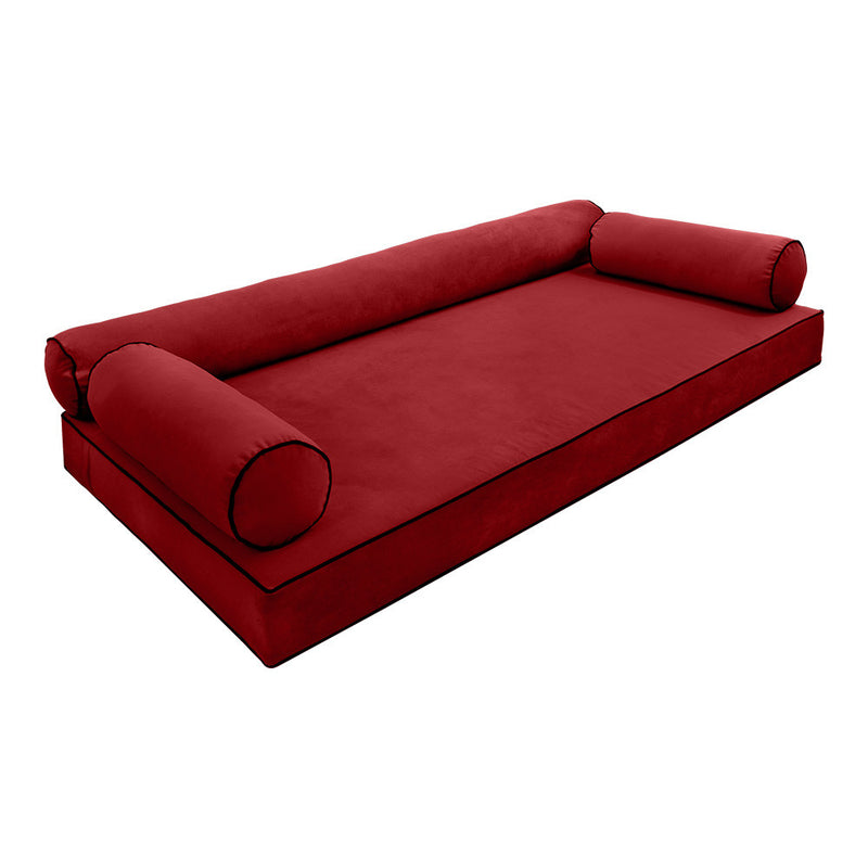 Model V6 Twin Velvet Contrast Pipe Indoor Daybed Mattress Pillow Complete Set AD369