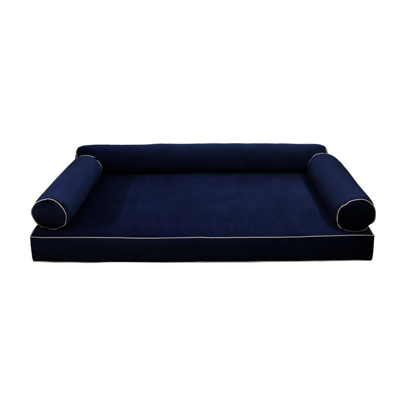 Model V6 Twin Velvet Contrast Pipe Indoor Daybed Mattress Pillow Complete Set AD373