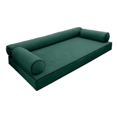 Model V6 Twin-XL Velvet Contrast Pipe Indoor Daybed Mattress Pillow Complete Set AD317