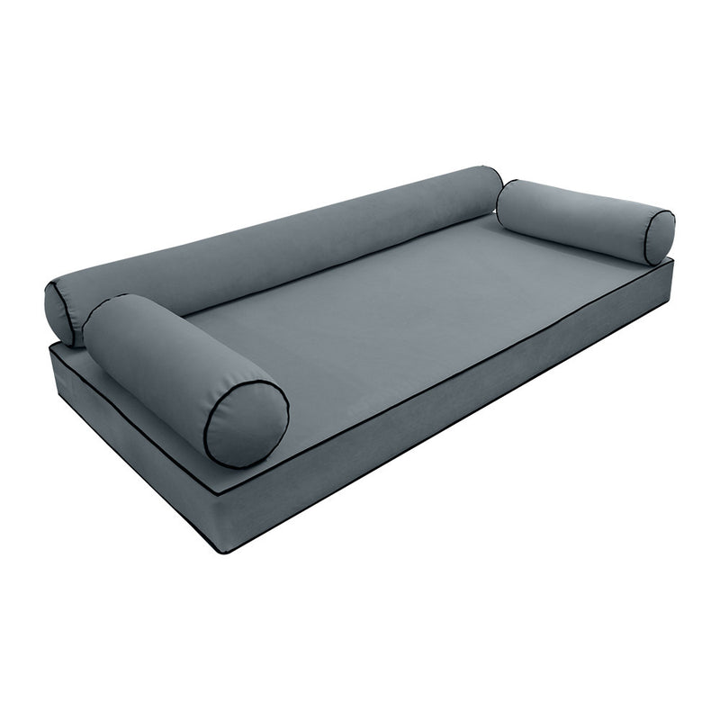 Model V6 Twin-XL Velvet Contrast Pipe Indoor Daybed Mattress Pillow Complete Set AD347