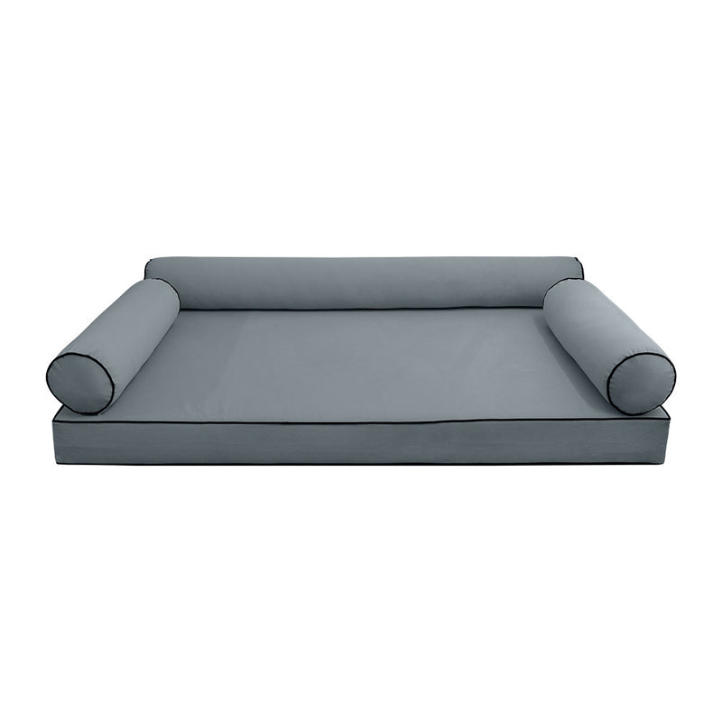 Model V6 Twin-XL Velvet Contrast Pipe Indoor Daybed Mattress Pillow Complete Set AD347