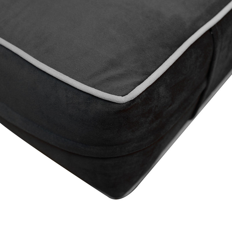 Model V6 Twin-XL Velvet Contrast Pipe Indoor Daybed Mattress Pillow Complete Set AD350