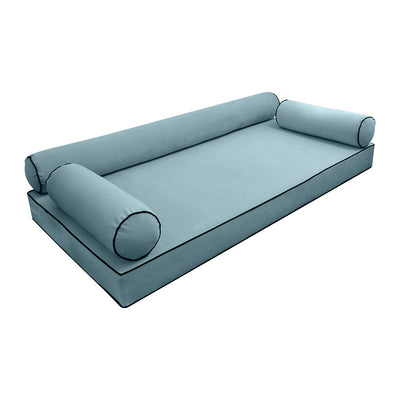 Model V6 Twin-XL Velvet Contrast Pipe Indoor Daybed Mattress Pillow Complete Set AD355