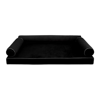 Model V6 Twin-XL Velvet Contrast Pipe Indoor Daybed Mattress Pillow Complete Set AD374