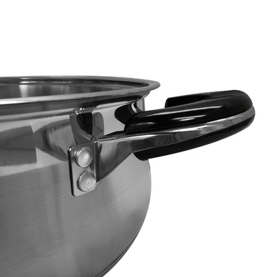 12.5" Stainless Steel Low Pot with Glass Lid, 10 Qt,Saucepan Stock Pot,Sauce Pot