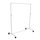 43"W x 23-1/2"D White Pipeline Single Rail Ballet Clothing Rack, Rolling Garment Rack with Wheels for Retail Display & Home Storage