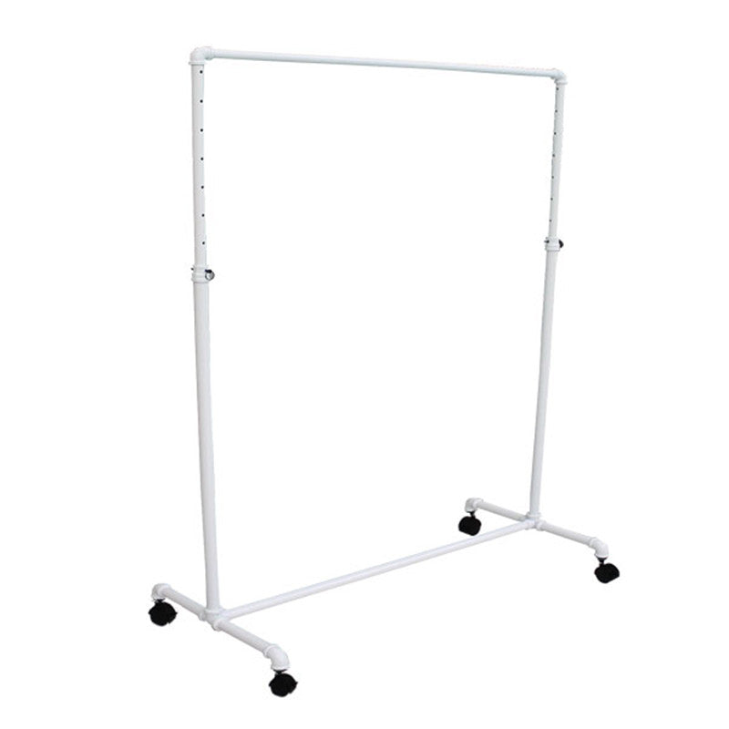 43"W x 23-1/2"D Wide Pipeline Single Rail Ballet Rolling Clothing Rack | WHITE