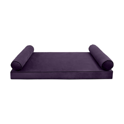 COVER ONLY Model V5 Twin Velvet Contrast Indoor Mattress Bolster Pillow AD339