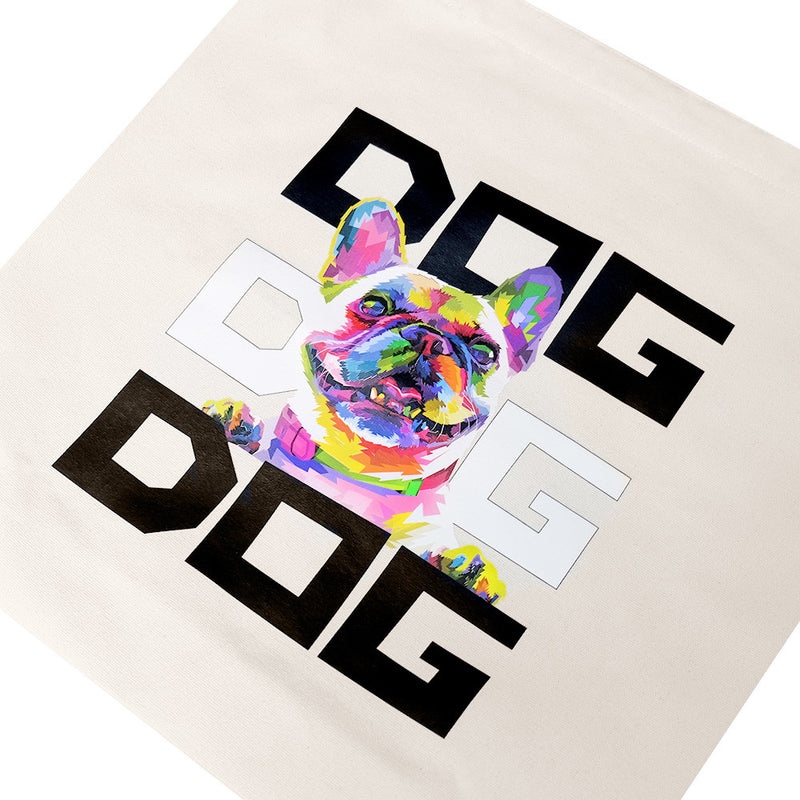 17" x 17" Reusable Canvas Bulldog Tote Bag,Grocery Bag,Beach Bag,Shopping Bag