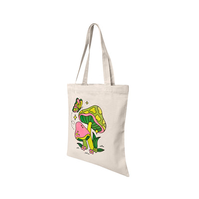 15"L x 16"H Reusable Canvas Mushroom Tote Bag,Grocery Bag,Beach Bag,Shopping Bag