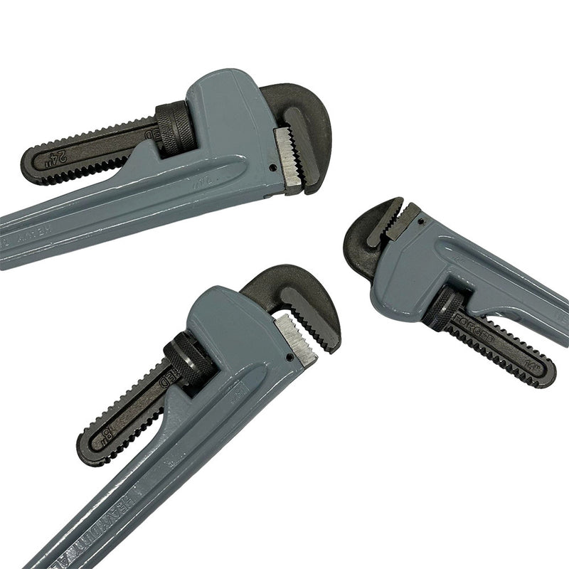 3 Pc Aluminum Pipe Wrench Set,14",18",24",Adjustable Plumbing Wrench,Drop Forged