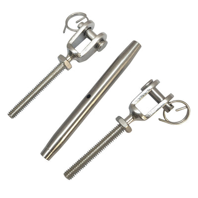 Marine Stainless Steel 1/4" Closed Body Jaw Jaw Turnbuckle Rigging 300 Lbs Cap