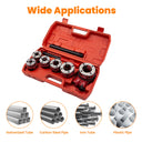 6 Pc Ratchet Pipe Threader Kit – 1/4” to 3/4” Die Head Set with Handle & 6 Dies for Plumbing, Conduit & Metal Pipe Threading