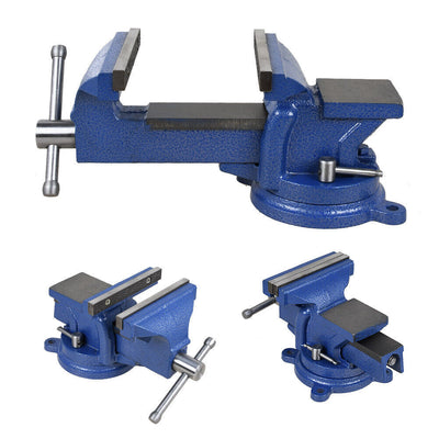 6" Cast Iron Bench Vise with Anvil 360° Swivel Locking Base Table Top Clamp