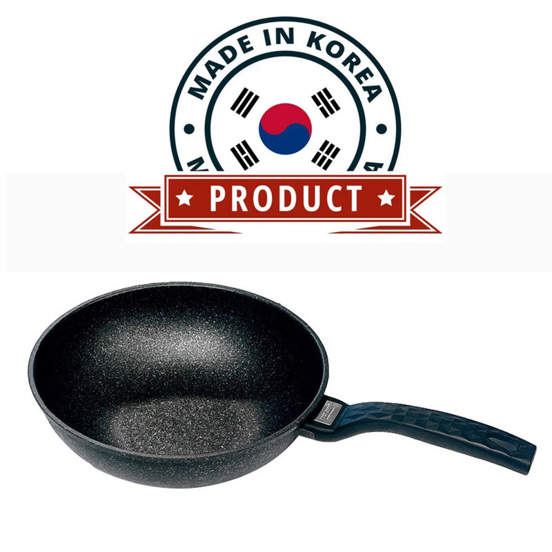 8" Wok Non-Stick Cooking Frying Pan Pot, 5 Layer Marble Coating, Made In Korea