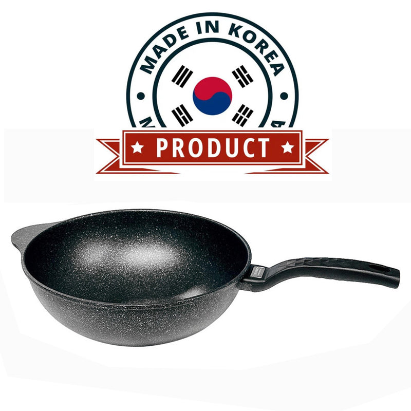 12.5" Wok Non-Stick Cooking Frying Pan Pot, 5 Layer Marble Coating,Made In Korea