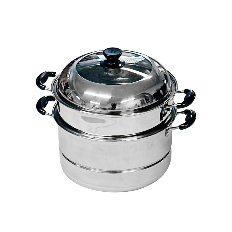 2 Tier 11"/28cm Stainless Steel Steamer Set Stackable Steam Pot with Glass Lid