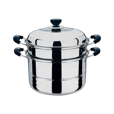 2 Tier 11"/28cm Stainless Steel Steamer Set Stackable Steam Pot with Glass Lid