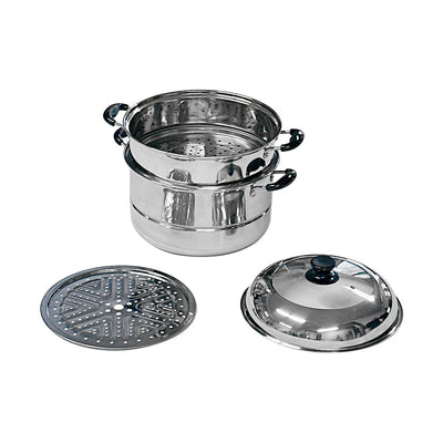 2 Tier 11"/28cm Stainless Steel Steamer Set Stackable Steam Pot with Glass Lid