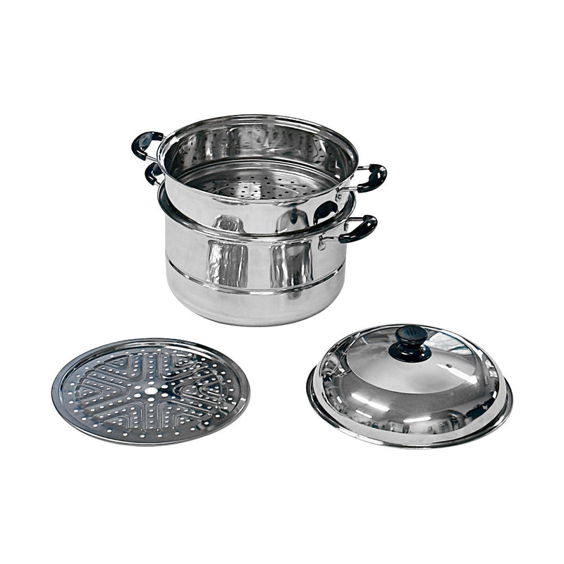 2 Tier 11"/28cm Stainless Steel Steamer Set Stackable Steam Pot with Glass Lid