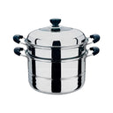 2 Tier 12"/30cm Stainless Steel Steamer Set Stackable Steam Pot with Glass Lid