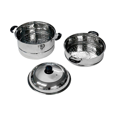 2 Tier 12"/30cm Stainless Steel Steamer Set Stackable Steam Pot with Glass Lid