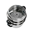 2 Tier 14"/36cm Stainless Steel Steamer Set Stackable Steam Pot with Glass Lid