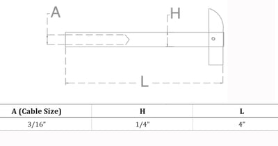 Black Oxide 3/16" T316 S.Steel Drop Spin Stud For 3/16" Wire Rope Cable 10 Pc