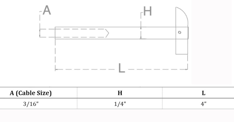 Black Oxide 3/16" T316 S.Steel Drop Spin Stud For 3/16" Wire Rope Cable 10 Pc