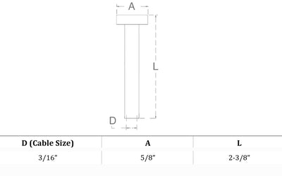 3/16" T316 S.Steel Black Oxide Hand Swage Dome Plain Head For 3/16" Cable 1 PC