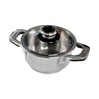 3 Qt Stainless Steel Stock Pot,with Lid,Tempered Glass Lid & Double Side Handles