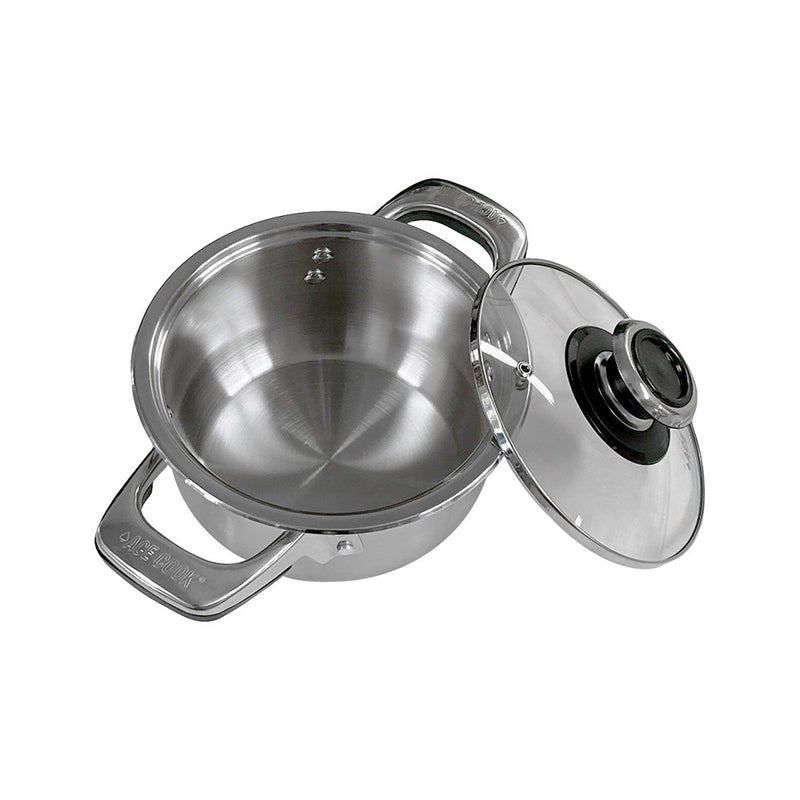 4 Qt Stainless Steel Stock Pot,with Lid,Tempered Glass Lid & Double Side Handles
