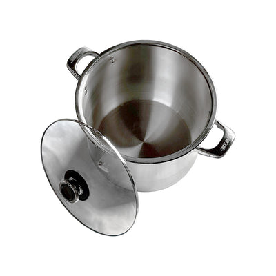 6 Qt Stainless Steel Stock Pot,with Lid,Tempered Glass Lid & Double Side Handles