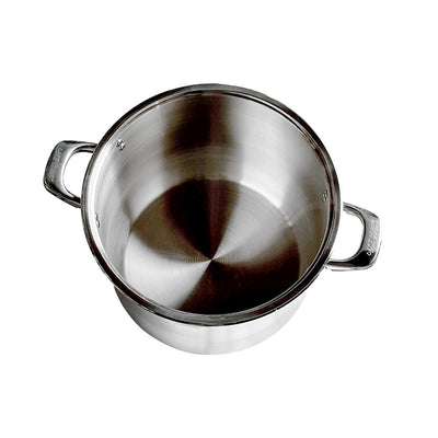 6 Qt Stainless Steel Stock Pot,with Lid,Tempered Glass Lid & Double Side Handles