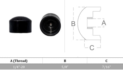 UNC 1/4" - 20 Black Oxide Stainless Steel Round Cap For Jam Nut (RIGHT) , 10 Pc